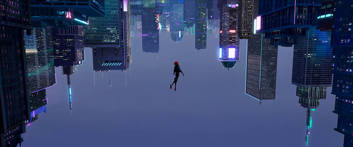 reference still from Spider-Man: Into the Spider-Verse falling scene