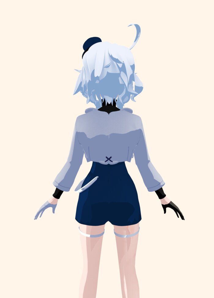 furina finished character, back view